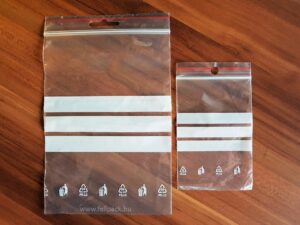 Írható felületű simítózáras tasak, 20 x 30 cm