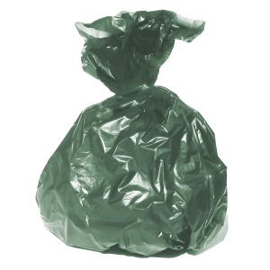 Erős, zöld PE zsák, környezetbarát, újrahasznosított anyagból, 70 x 110 cm (135 l)