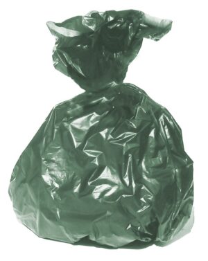 Erős, zöld PE zsák, környezetbarát, újrahasznosított anyagból, 70 x 110 cm (135 l)