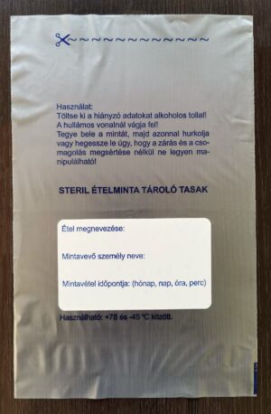 Ételmintás tasak, polietilén (BLPE), 22,5 x 35 cm, ételminta tároló