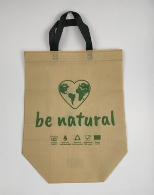 Be Natural PP nem szőtt anyagú többször használható bevásárlótáska, környezetbarát és mosható (400 + 2 x 100 x 400)