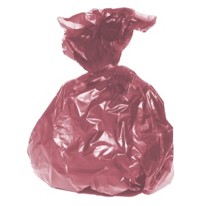 Polietilén zsák környezetbarát, újrahasznosított anyagból, piros, 95 x 120 cm (200 l)