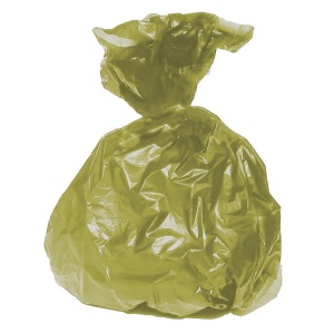 Polietilén zsák környezetbarát, újrahasznosított anyagból, sárga, 95 x 120 cm (200 l)