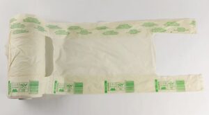 Lebomló (PLA) ingvállas rolnis táska, 5 kg-os, 21 x 45 cm, 200 db/rolni, környezetbarát rolltáska