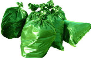 Polietilén zsák környezetbarát, újrahasznosított anyagból, rolnizva, 110 x 140 cm (280 l), zöld
