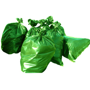 Polietilén zsák környezetbarát, újrahasznosított anyagból, rolnizva, 110 x 140 cm (280 l), zöld